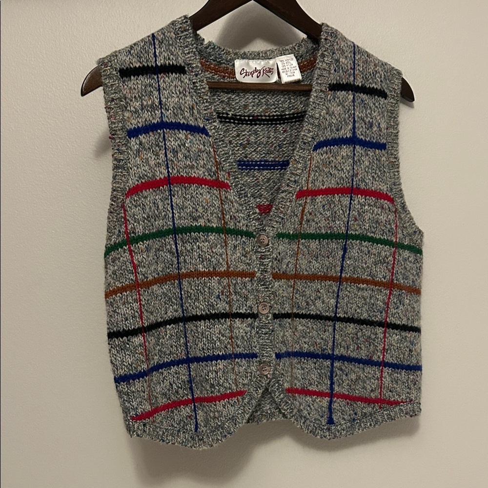 Colorful Plaid Knit Vest